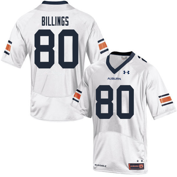 Men #80 Jackson Billings Auburn Tigers College Football Jerseys Sale-White
